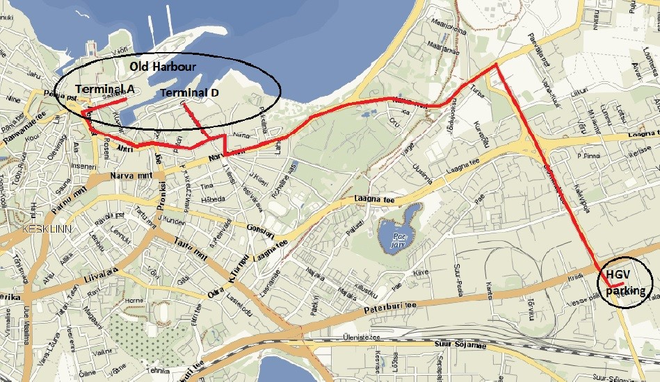 Location of the HGV parking lot- R4E Tallinn